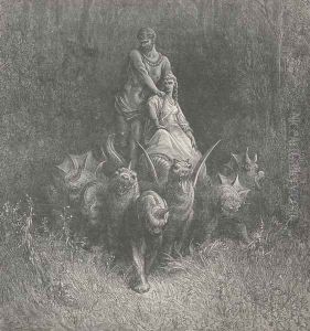 Shielded the harlot and the new-form'd brute. (Canto XXXII., line 164)