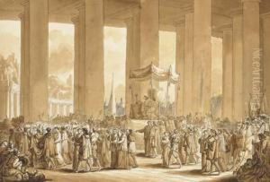 Une Procession Du Saint Sacrement Sous Le Pape Clement Xiii by Jean Guillaume Moitte