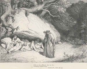 Only so far afflicted, that we life Desiring without hope. (Canto IV., lines 38-39) by Gustave Dore