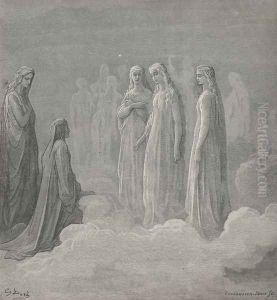 That on white forehead set a pearl as strong (Canto III., line 14) by Gustave Dore