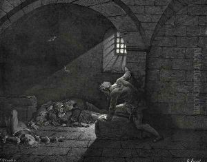 The Inferno, Canto 33, lines 73-74: Then fasting got The mastery of grief. by Gustave Dore