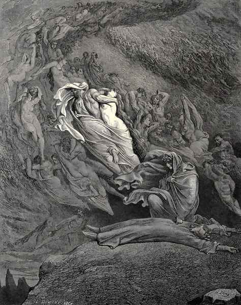 The Inferno, Canto 5, lines 137-138: I through compassion fainting, seem'd not far From death, and like a corpse fell to the ground. - view 1