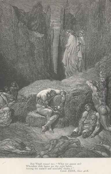 But Virgil roused me: "What yet gazest on? (Canto XXIX., line 4) - view 1