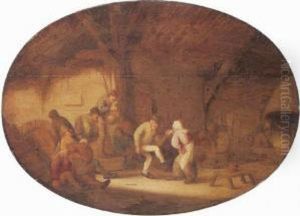 Peasants Dancing In A Barn Interior