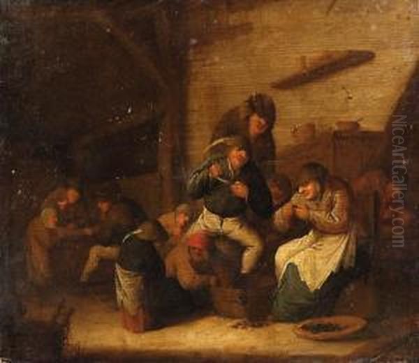 Peasants Gaming And Eating Mussels In An Interior - view 1