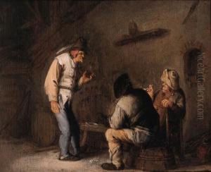 Boors Drinking And Smoking In A Barn