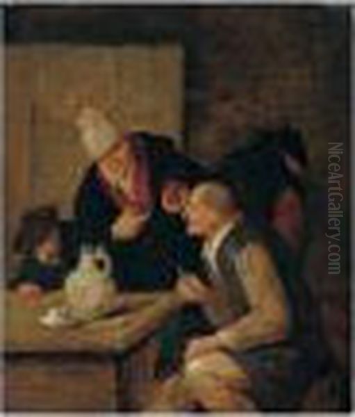 Peasants Smoking And Drinking In An Interior - view 1