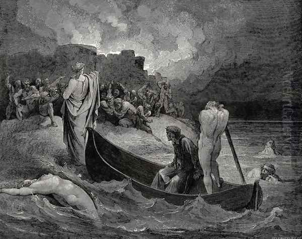 The Inferno, Canto 8, lines 110-111: I could not hear what terms he offer'd them, But they conferr'd not long - view 1
