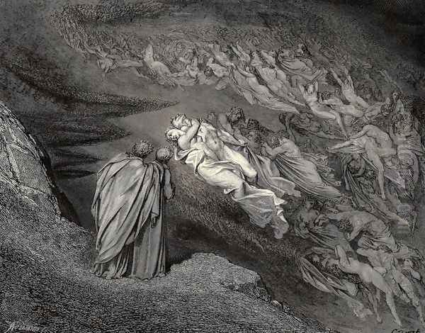 The Inferno, Canto 5, lines 105-106: 'Love brought us to one death: Caina waits The soul, who spilt our life.' - view 1
