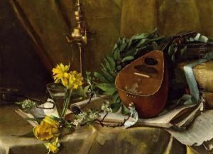 Stillleben Mit Mandoline Und Lorbeerkranz by Carl Moll