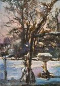 "verschneite Parklandschaft" 20er Jahre by Carl Moll