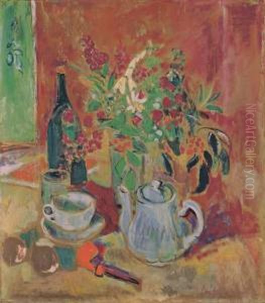 "stilleben Mit Blumenstrauss, Kanne Und Pfeife" - view 1