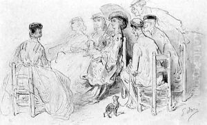 An elegant company seated in a park, from the series depicting London society by Gustave Dore