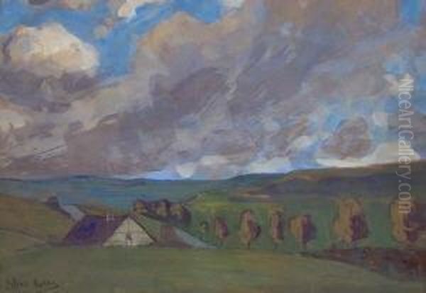 Weite Landschaft Bei Gewitterstimmung - view 1