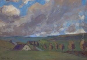 Weite Landschaft Bei Gewitterstimmung by Oskar Moll