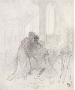 Classical figures in an interior