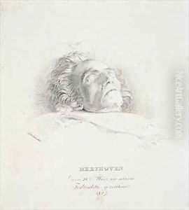 Ludwig van Beethoven 1770-1827 on his deathbed by Josef Franz Danhauser