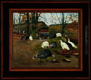 Turkeys On A Dunghill by Niels Pedersen Mols