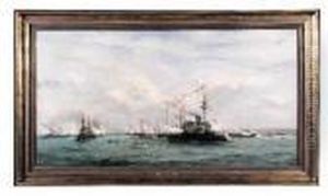 L'escadre Francaise Dans La Rade De Cherbourg Lors De La Venue Du
 Tsar Nicolas Ii Le 5 Octobre 1896