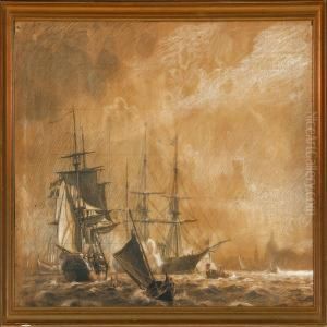 The Frigate Jylland On Copenhagen Roadstead by Christian Molsted