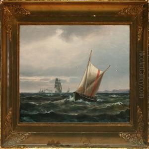 Seascape With Sailing And Motor Ships