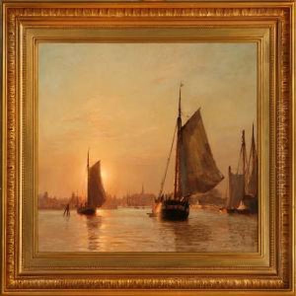 Dragor Harbour At Sunset - view 1