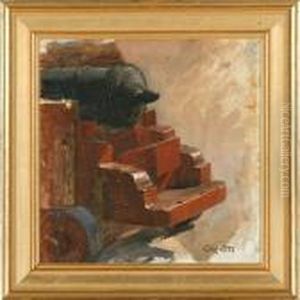 Canon On Ared-painted Gun Carriage by Christian Molsted