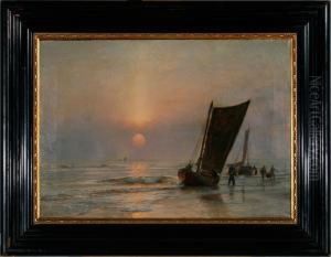 "evening At The North Sea".
Signed And Dated Chr. Molsted 1905. Oil On Canvas. 53 X 74 Cm by Christian Molsted