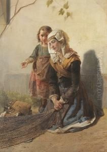 Una Mendicante Con Figlia by Giuseppe Molteni