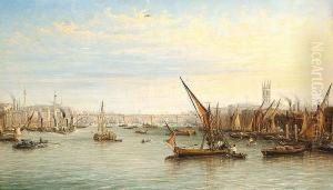 London Bridge From The West, With Southwark Cathedral.