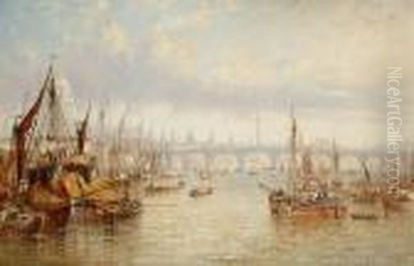 Barges On The Thames, With A View To St Paul's And The City - view 1