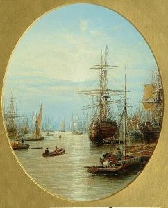 A Harbour Scene, Possibly On The Thames