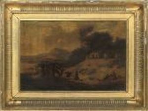 A Landscape With Travellers At Rest On A Track by Pieter De Molijn