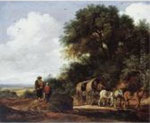 A Dune Landscape With Waggoners And Other Figures