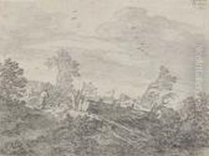 A Peasant And His Dog In A Landscape by Pieter De Molijn