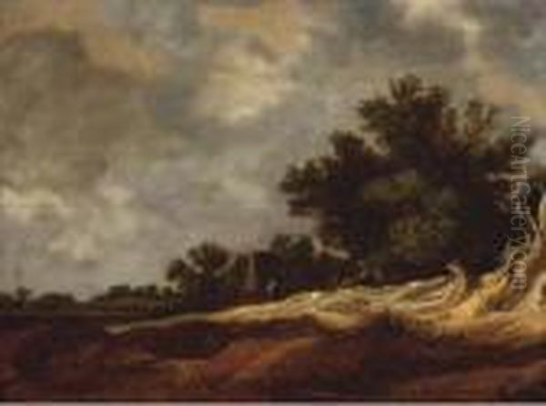 A Dune Landscape With Peasants Resting, A Farmhouse Beyond - view 1