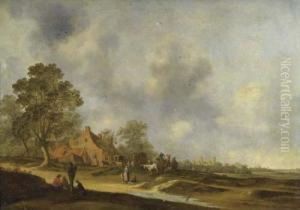 Large Landscape With Figures. by Pieter De Molijn