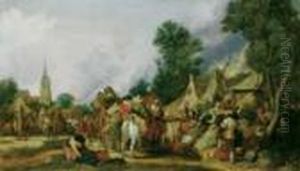 Soldaten In Einem Dorf by Pieter De Molijn