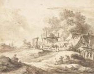 Un Paysage Avec Des Chaumieres by Pieter De Molijn
