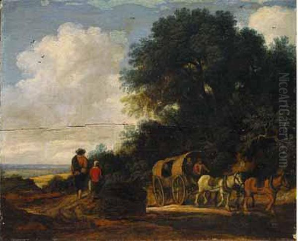 Paysage Avec Paysans Et Carriole - view 1