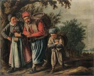 A Peasant Family Carrying Baskets On A Track On The Way Tomarket by Pieter De Molijn