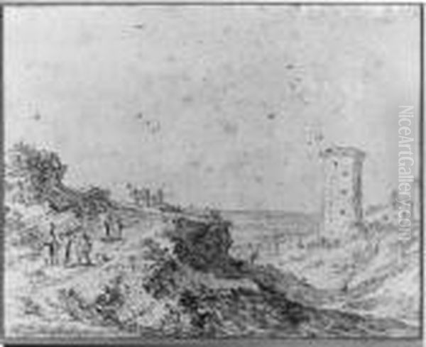 Travellers On A Road Outside The Gate Of Namur At The Walls Ofbrussels - view 1