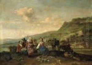Markzszene Vor Dem Hintergrund Einer Stadt. Markzszene Vor Dem Hintergrund Einer Stadt.