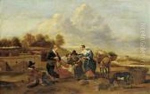 Figures In An Open-air Market by Hendrick Mommers