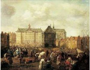Vue De L'hotel De Ville D'amsterdam by Hendrick Mommers