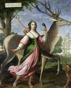 Marie de Rohan-Montbazon 1600-79 Duchess of Chevreuse as Diana the Huntress by Claude Deruet