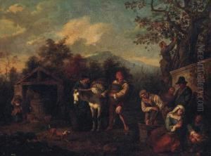 Peasants Harvesting Grapes by Paolo Monaldi