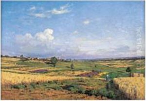 Paysage De Campagne En Ete by Jean Ferdinand Monchablon