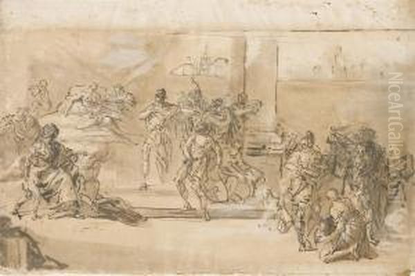 La Morte Di Germanico (recto); Studio Per La Figura Di Una Santa Amatita (verso) - view 1