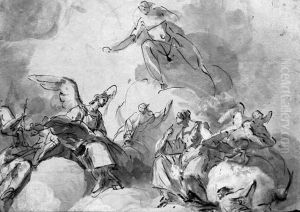 Christ In Glory With Angels by Domenico Mondo